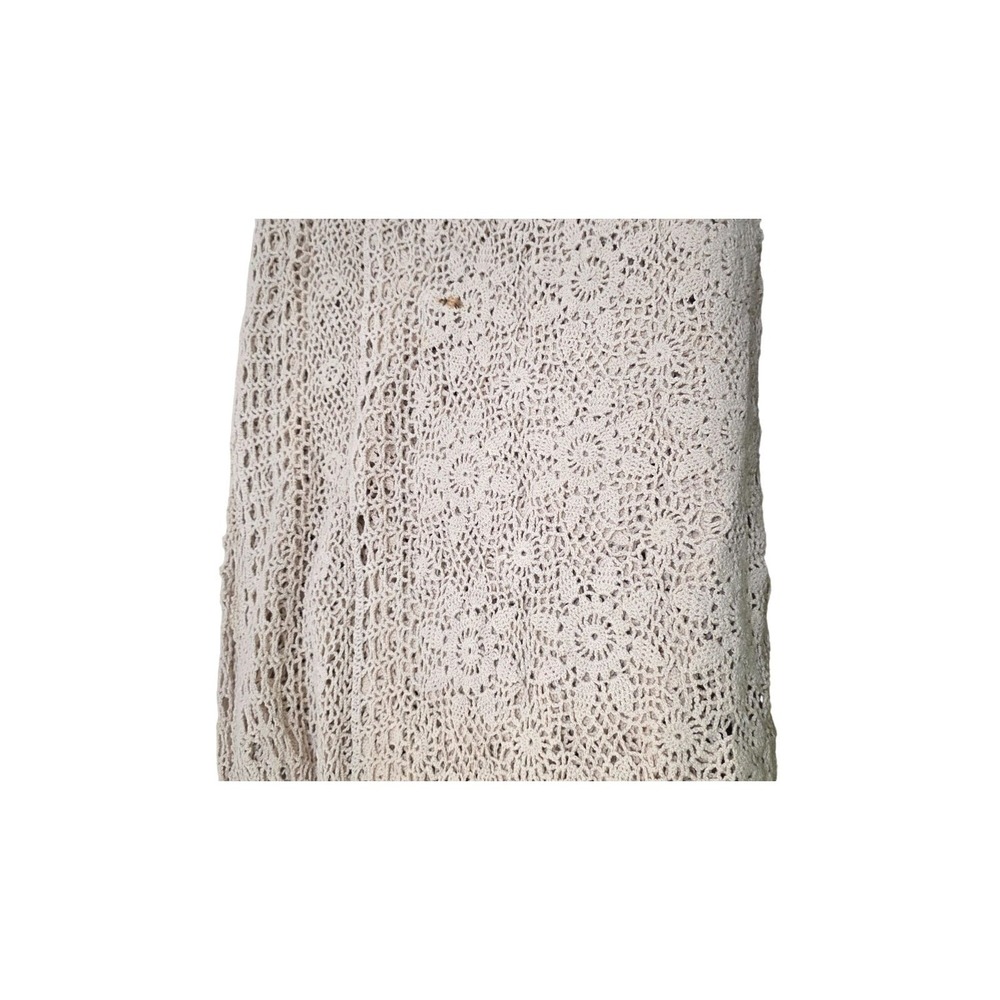 Vintage Hand-Crocheted y2k 80 Ivory Lace Tablecloth Size 60 x80